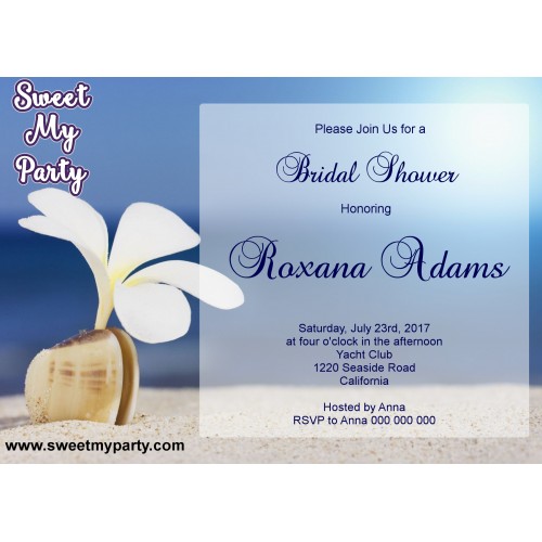 Seaside Bridal Shower invitation, Sea Shell Bridal Shower Invitation,Beach Wedding Shower Invitation,(13)